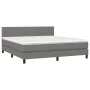Box spring bed with mattress and LED dark gray fabric 160x200 cm by vidaXL, Beds and slatted bases - Ref: Foro24-3133006, Pri...