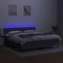 Box spring bed with mattress and LED dark gray fabric 160x200 cm by vidaXL, Beds and slatted bases - Ref: Foro24-3133006, Pri...