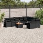 Set de sofás de jardín 10 pzas cojines ratán sintético negro