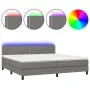 Box spring bed mattress and LED lights light gray fabric 200x200 cm by vidaXL, Beds and slatted bases - Ref: Foro24-3133102, ...