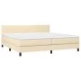Box spring bed with mattress and LED cream fabric 200x200 cm by vidaXL, Beds and slatted bases - Ref: Foro24-3133026, Price: ...