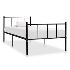 Estructura de cama de metal negro 90x200 cm de vidaXL, Camas y somieres - Ref: Foro24-284636, Precio: 72,08 €, Descuento: %