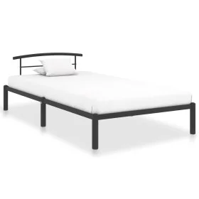 Black metal bed frame 100x200 cm by vidaXL, Beds and slatted bases - Ref: Foro24-284657, Price: 70,48 €, Discount: %