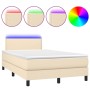 Box spring bed with mattress and LED cream fabric 120x200 cm by vidaXL, Beds and slatted bases - Ref: Foro24-3133066, Price: ...