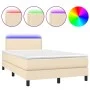 Box spring bed with mattress and LED cream fabric 120x200 cm by vidaXL, Beds and slatted bases - Ref: Foro24-3133066, Price: ...