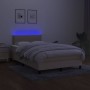 Box spring bed with mattress and LED cream fabric 120x200 cm by vidaXL, Beds and slatted bases - Ref: Foro24-3133066, Price: ...