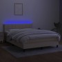 Box spring bed mattress and LED lights cream fabric 140x200 cm by vidaXL, Beds and slatted bases - Ref: Foro24-3133162, Price...