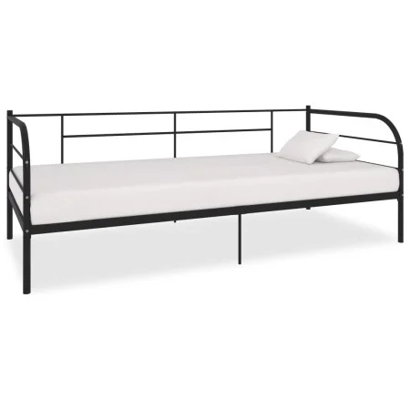 Estructura de cama de metal negro 90x200 cm de vidaXL, Camas y somieres - Ref: Foro24-284673, Precio: 108,71 €, Descuento: %