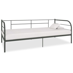 Estructura de cama de metal gris 90x200 cm