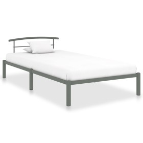 Graues Metallbettgestell 100x200 cm von vidaXL, Betten und Lattenroste - Ref: Foro24-284663, Preis: 67,24 €, Rabatt: %