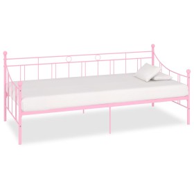 Estructura de cama de metal rosa 90x200 cm