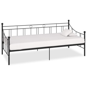 Estructura de cama de metal negro 90x200 cm de vidaXL, Camas y somieres - Ref: Foro24-284669, Precio: 128,10 €, Descuento: %