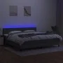 Box spring bed mattress and LED lights light gray fabric 200x200 cm by vidaXL, Beds and slatted bases - Ref: Foro24-3133182, ...