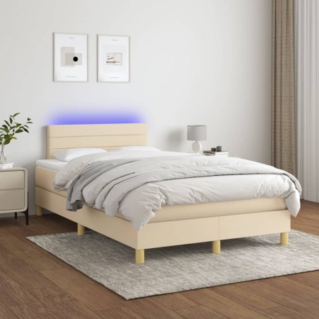 Boxspringbett mit Matratze und LED-Cremestoff 120x200 cm von vidaXL, Betten und Lattenroste - Ref: Foro24-3133786, Preis: 392...