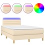 Boxspringbett mit Matratze und LED-Cremestoff 120x200 cm von vidaXL, Betten und Lattenroste - Ref: Foro24-3133786, Preis: 392...