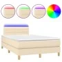 Cama box spring con colchón y LED tela crema 120x200 cm de vidaXL, Camas y somieres - Ref: Foro24-3133786, Precio: 383,19 €, ...