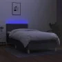Box spring bed mattress and LED lights dark gray fabric 100x200 cm by vidaXL, Beds and slatted bases - Ref: Foro24-3133534, P...
