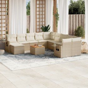 Set de sofás de jardín y cojines 12 pzas ratán sintético beige en Conjuntos de jardín | Comprar online en Foro24