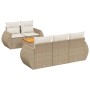 Juego de sofás jardín con cojines 6 pzas ratán sintético beige