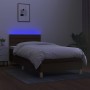 Cama box spring con colchón LED tela marrón oscuro 100x200 cm de vidaXL, Camas y somieres - Ref: Foro24-3133776, Precio: 331,...