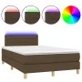 Box spring bed with mattress and LED dark brown fabric 120x200 cm by vidaXL, Beds and slatted bases - Ref: Foro24-3133784, Pr...