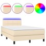 Box spring bed with mattress and LED cream fabric 120x200 cm by vidaXL, Beds and slatted bases - Ref: Foro24-3133146, Price: ...