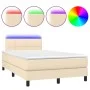 Box spring bed with mattress and LED cream fabric 120x200 cm by vidaXL, Beds and slatted bases - Ref: Foro24-3133146, Price: ...