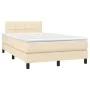 Box spring bed with mattress and LED cream fabric 120x200 cm by vidaXL, Beds and slatted bases - Ref: Foro24-3133146, Price: ...
