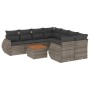Set de muebles de jardín 9 pzas y cojines ratán sintético gris