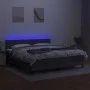 Box spring bed mattress and LED lights dark gray fabric 160x200 cm by vidaXL, Beds and slatted bases - Ref: Foro24-3133166, P...