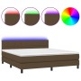 Boxspringbettmatratze LED-Leuchten dunkelbrauner Stoff 180x200cm von vidaXL, Betten und Lattenroste - Ref: Foro24-3133176, Pr...