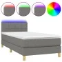 Box spring bed with mattress and LED dark gray fabric 100x200 cm by vidaXL, Beds and slatted bases - Ref: Foro24-3133694, Pri...