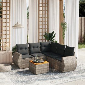 Set de muebles de jardín 6 pzas y cojines ratán sintético gris en Conjuntos de jardín | Comprar online en Foro24