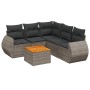Set de muebles de jardín 6 pzas y cojines ratán sintético gris