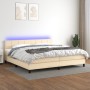 Boxspringbett-Matratze und LED-Leuchten, cremefarbener Stoff, 200 x 200 cm von vidaXL, Betten und Lattenroste - Ref: Foro24-3...