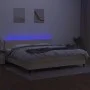 Box spring bed mattress and LED lights cream fabric 200x200 cm by vidaXL, Beds and slatted bases - Ref: Foro24-3133186, Price...
