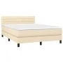 Box spring bed mattress and LED lights cream fabric 140x200 cm by vidaXL, Beds and slatted bases - Ref: Foro24-3133242, Price...