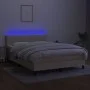 Box spring bed mattress and LED lights cream fabric 140x200 cm by vidaXL, Beds and slatted bases - Ref: Foro24-3133242, Price...
