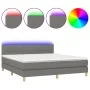 Box spring bed with mattress and LED dark gray fabric 180x200 cm by vidaXL, Beds and slatted bases - Ref: Foro24-3133734, Pri...