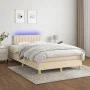 Box spring bed with mattress and LED cream fabric 120x200 cm by vidaXL, Beds and slatted bases - Ref: Foro24-3133866, Price: ...