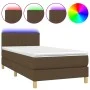 Box spring bed with LED mattress dark brown fabric 100x200 cm by vidaXL, Beds and slatted bases - Ref: Foro24-3133856, Price:...
