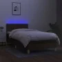 Box spring bed with LED mattress dark brown fabric 100x200 cm by vidaXL, Beds and slatted bases - Ref: Foro24-3133856, Price:...