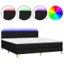 Box spring bed with LED mattress black fabric 160x200 cm by vidaXL, Beds and slatted bases - Ref: Foro24-3133887, Price: 479,...