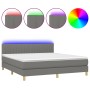 Cama box spring con colchón y LED tela gris oscuro 180x200 cm de vidaXL, Camas y somieres - Ref: Foro24-3133894, Precio: 587,...