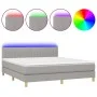 Box spring bed with fabric mattress and light gray LED 180x200 cm by vidaXL, Beds and slatted bases - Ref: Foro24-3133893, Pr...