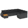 Set de sofás de jardín 10 pzas cojines ratán sintético negro