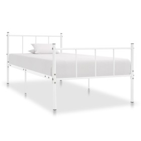 Estructura de cama de metal blanco 90x200 cm de vidaXL, Camas y somieres - Ref: Foro24-284629, Precio: 73,12 €, Descuento: %
