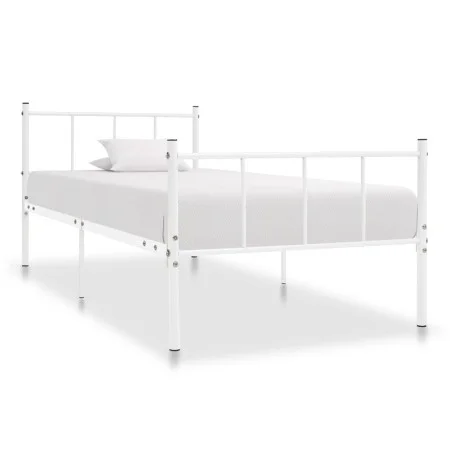 Estructura de cama de metal blanco 90x200 cm de vidaXL, Camas y somieres - Ref: Foro24-284629, Precio: 72,08 €, Descuento: %