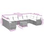 Set de sofás de jardín 11pzas con cojines ratán sintético beige