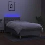 Box spring bed mattress and LED lights light gray fabric 90x200 cm by vidaXL, Beds and slatted bases - Ref: Foro24-3133925, P...